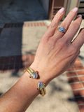 14k gold two tone cabochon amethyst bracelet