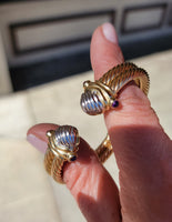 14k gold two tone cabochon amethyst bracelet