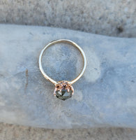 14k gold rose cut green sapphire solitaire ring