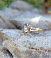 14k gold rose cut green sapphire solitaire ring