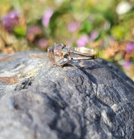 14k gold rose cut green sapphire solitaire ring