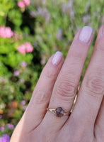 14k gold rose cut green sapphire solitaire ring