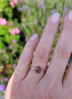 14k gold rose cut green sapphire solitaire ring