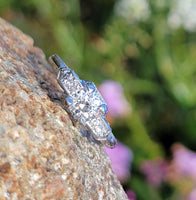 Platinum Art Deco European cut diamond antique ring