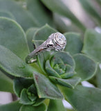 18k white gold c.1920's heart filigree diamond ring