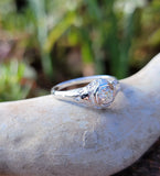 18k white gold c.1920's heart filigree diamond ring