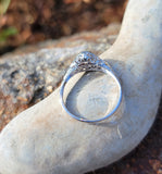 18k white gold c.1920's heart filigree diamond ring
