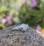 18k white gold c.1920's heart filigree diamond ring