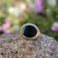 14k gold vintage estate BLOODSTONE ring