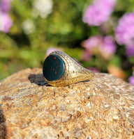 14k gold vintage estate BLOODSTONE ring
