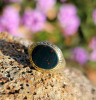 14k gold vintage estate BLOODSTONE ring