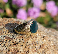 14k gold vintage estate BLOODSTONE ring