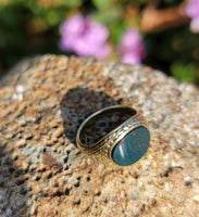 14k gold vintage estate BLOODSTONE ring