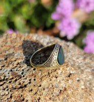 14k gold vintage estate BLOODSTONE ring