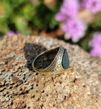 14k gold vintage estate BLOODSTONE ring