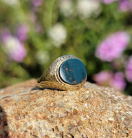 14k gold vintage estate BLOODSTONE ring