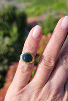 14k gold vintage estate BLOODSTONE ring
