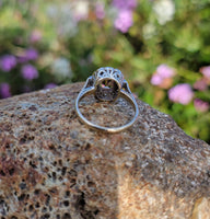 9ct gold pink tourmaline & diamond halo estate ring