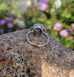 9ct gold pink tourmaline & diamond halo estate ring