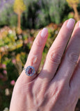 9ct gold pink tourmaline & diamond halo estate ring
