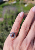 9ct gold pink tourmaline & diamond halo estate ring