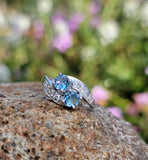 14k white gold Retro Aquamarine & Diamond estate Ring