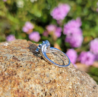 14k white gold Retro Aquamarine & Diamond estate Ring