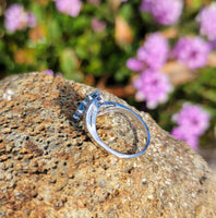 14k white gold Retro Aquamarine & Diamond estate Ring