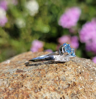 14k white gold Retro Aquamarine & Diamond estate Ring