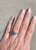 14k white gold Retro Aquamarine & Diamond estate Ring