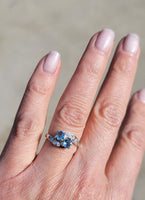 14k white gold Retro Aquamarine & Diamond estate Ring