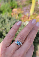 14k white gold Retro Aquamarine & Diamond estate Ring