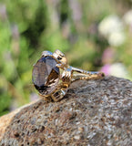 14k gold smokey quartz estate ring