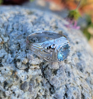 18k white gold Deco c.1920's aquamarine ring