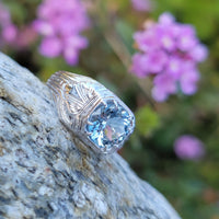 18k white gold Deco c.1920's aquamarine ring
