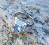 18k white gold Deco c.1920's aquamarine ring