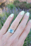 18k white gold Deco c.1920's aquamarine ring