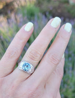 18k white gold Deco c.1920's aquamarine ring
