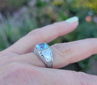 18k white gold Deco c.1920's aquamarine ring
