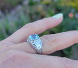 18k white gold Deco c.1920's aquamarine ring