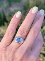 18k white gold Deco c.1920's aquamarine ring