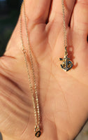 14k yellow gold estate heart anchor cross pendant necklace