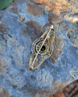 14k gold Victorian pearl & green tourmaline pin brooch