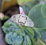 18k white gold c.1920's Art Deco Filigree diamond antique Ring