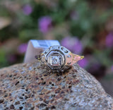 18k white gold c.1920's Deco Filigree European cut diamond antique Ring