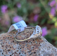 18k white gold c.1920's Deco Filigree European cut diamond antique Ring