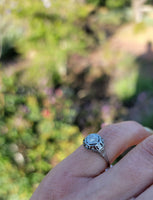 18k white gold c.1920's Deco Filigree European cut diamond antique Ring