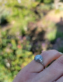 18k white gold c.1920's Deco Filigree European cut diamond antique Ring