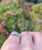 18k white gold c.1920's Deco Filigree European cut diamond antique Ring