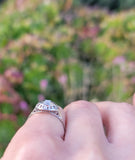 18k white gold c.1920's Deco Filigree European cut diamond antique Ring